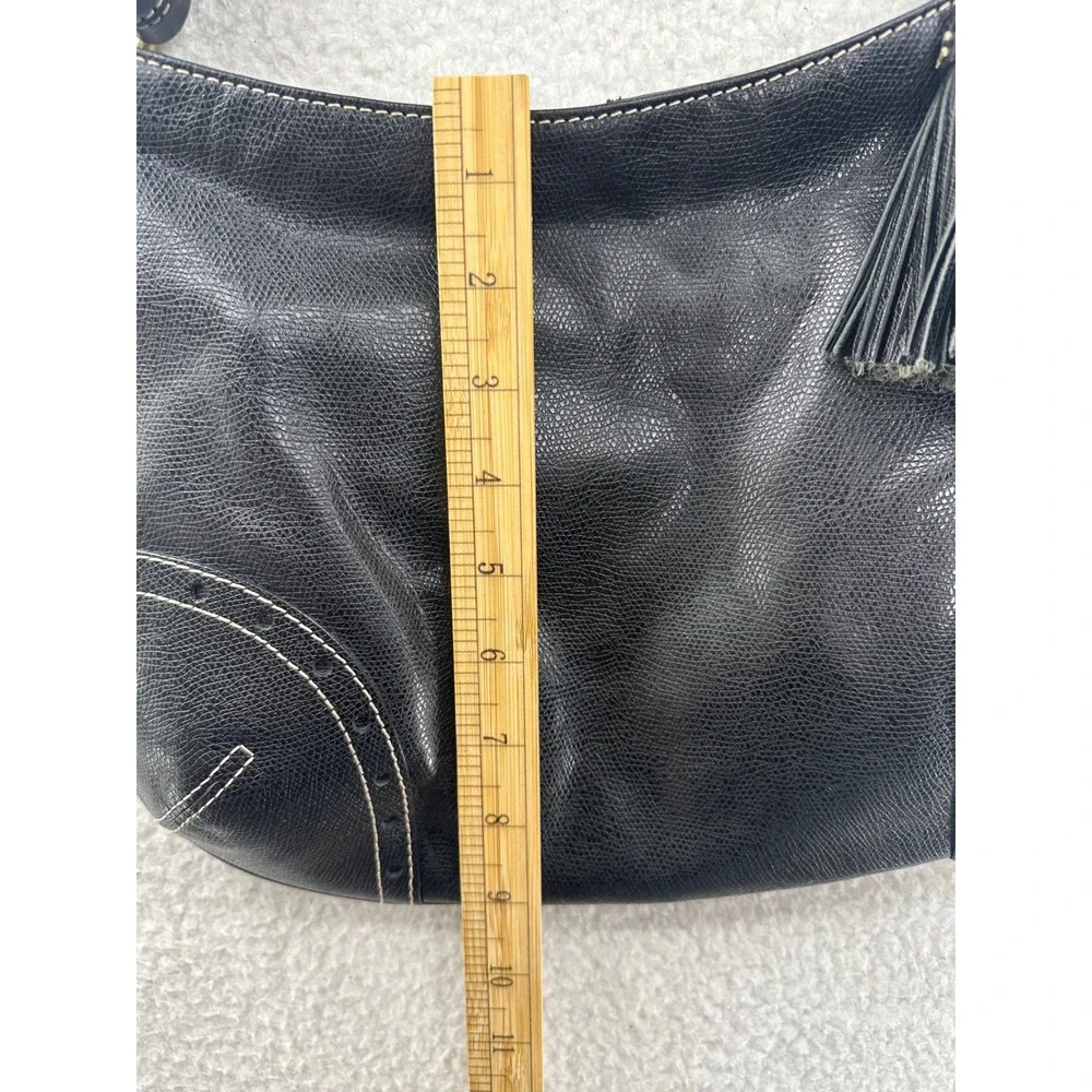 Talbots Black‎ Leather Hobo Bag w/Tassel Accent Shoulder Bag